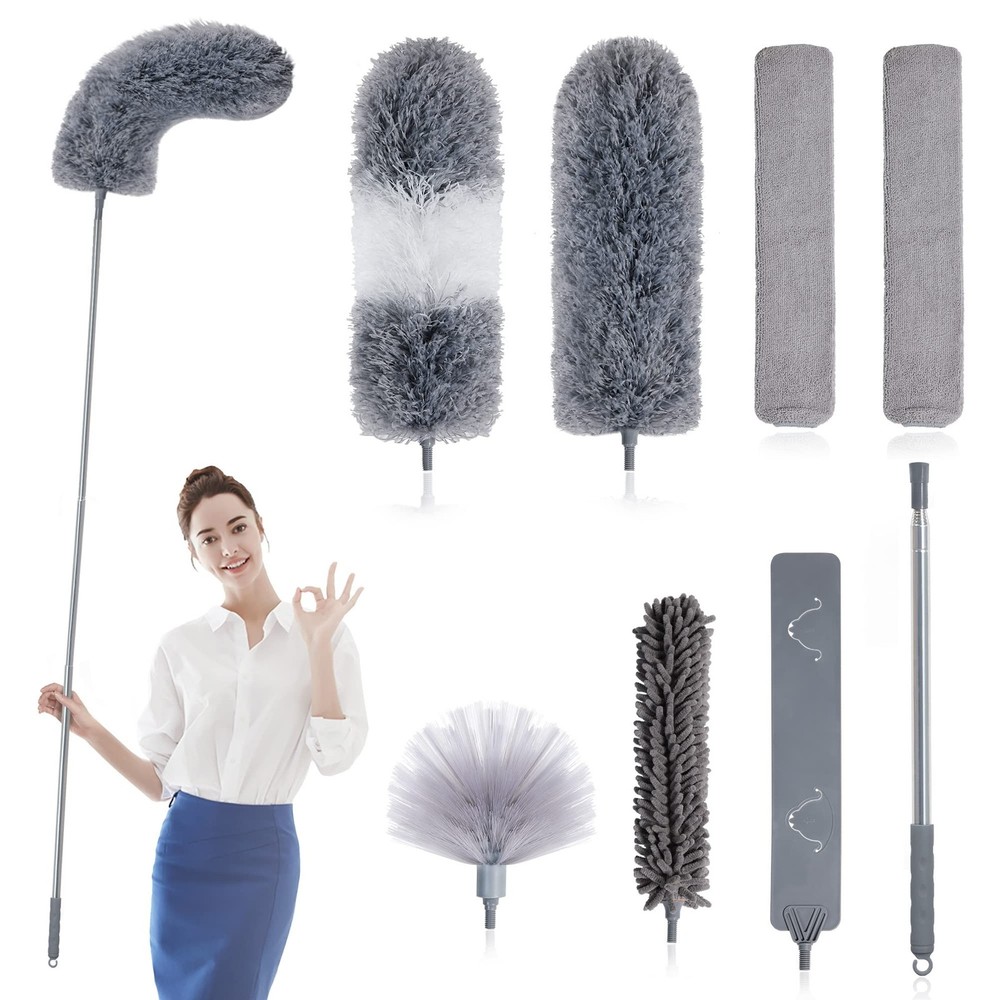 BOOMJOY Microfiber Feather Duster 7PCS, Bendable Dusters with 100 inches Exte...