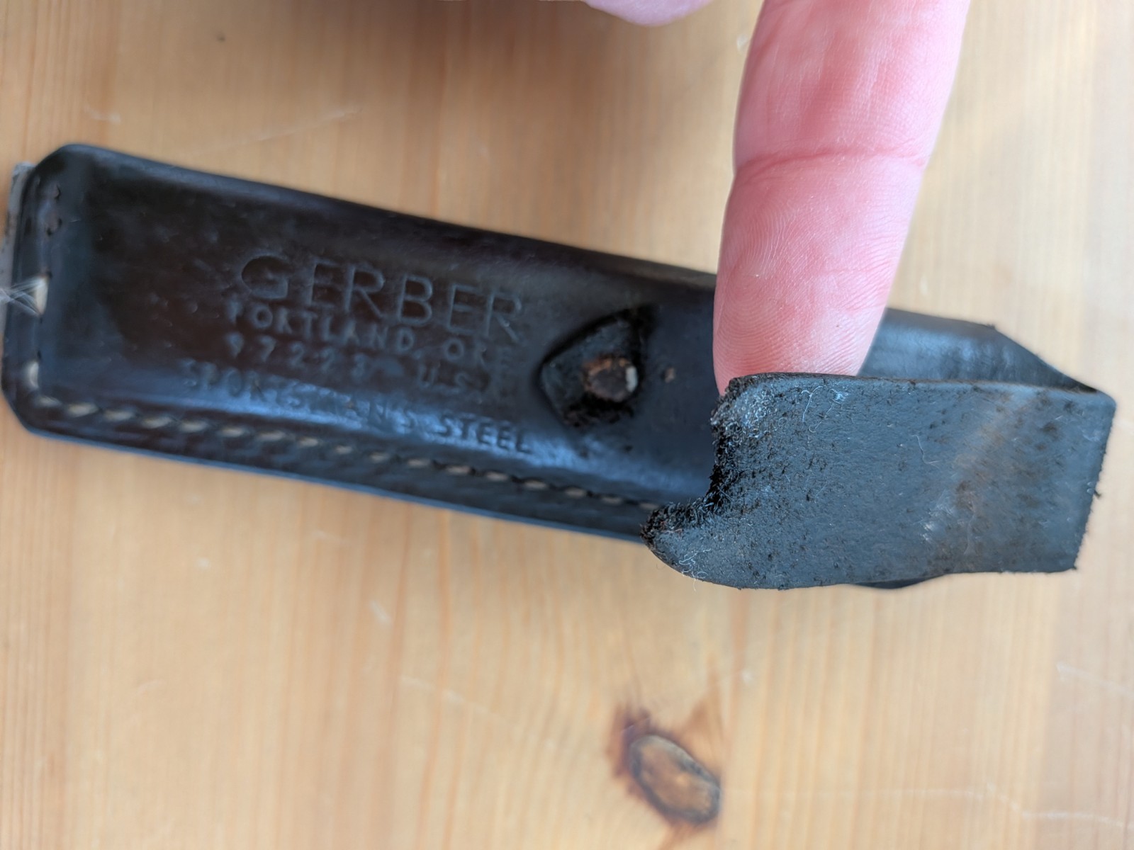 Gerber Sportsman's Steel Portland Oregon USA 5" Leather Handle Knife Sharpener