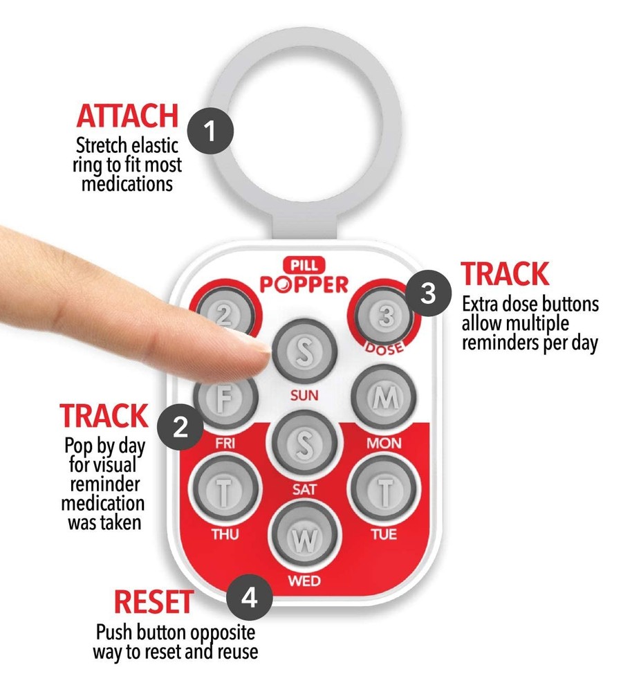 Pill Popper - Memory Aid Medication Dose Tracker 2 Pack