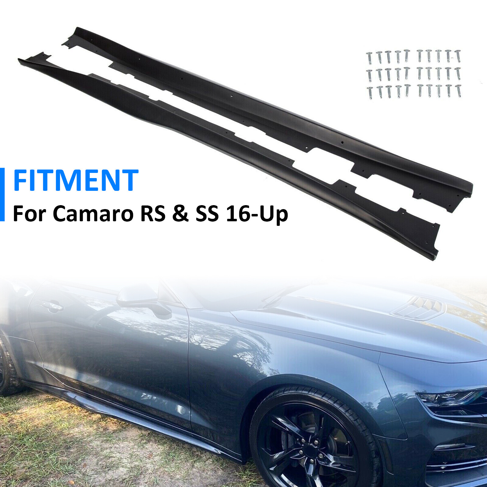 For 2016-22 Chevy Camaro RS SS 6th Side Skirts Extension Rocker Panels ZL1 Style