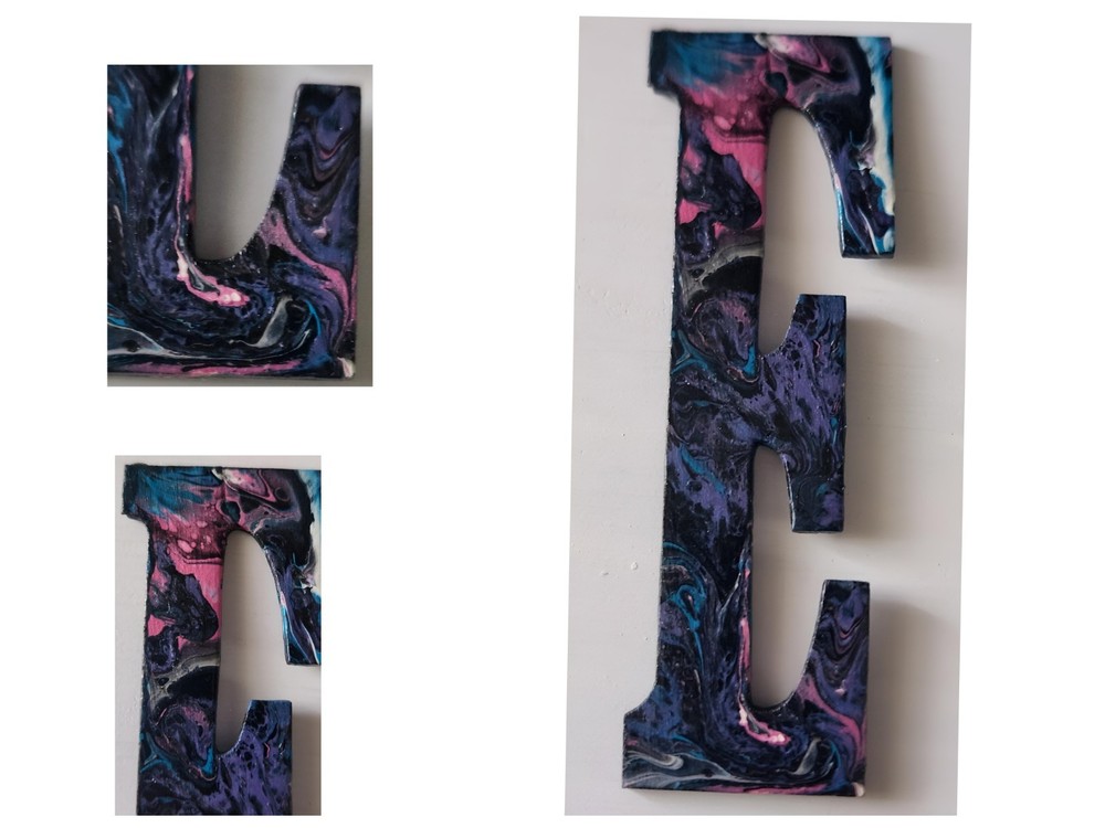 Unique Handpainted 4" Wood Letter "E"