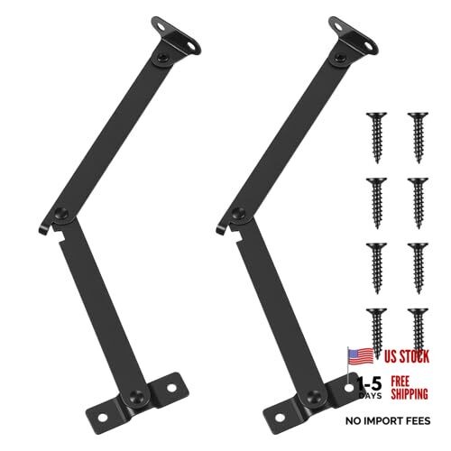 2 PCS Lid Support Hinge, Rotatable Folding Lid Support Hinge Black Hinges for