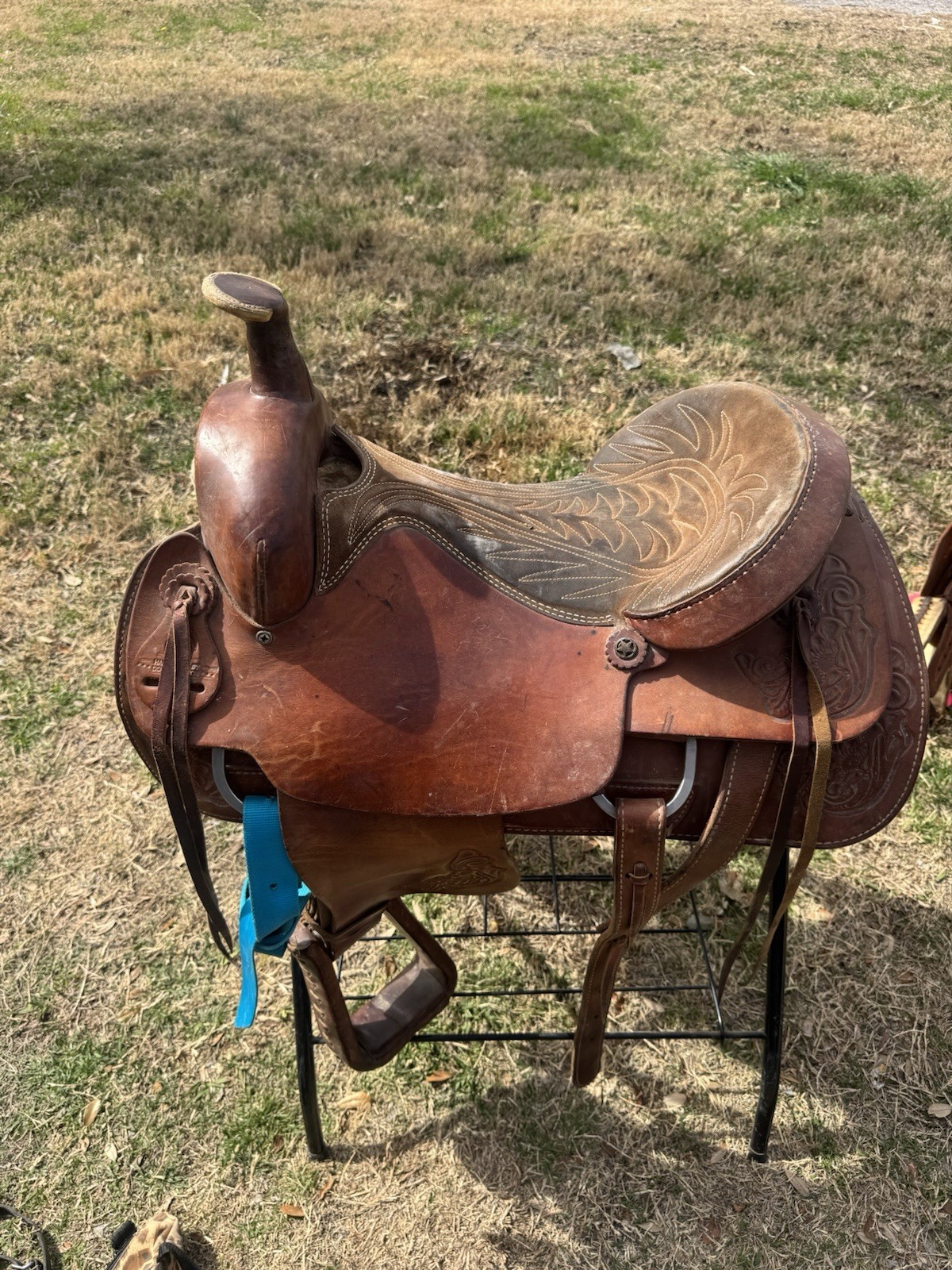 Hand Made by Doyle Horton Western Saddle Tooled Leather Collectible