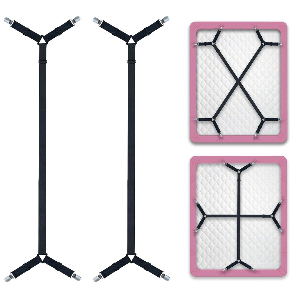 2 Pcs Elastic Adjustable Bed Sheet Holder Fitted Bed Sheet Straps for Corners