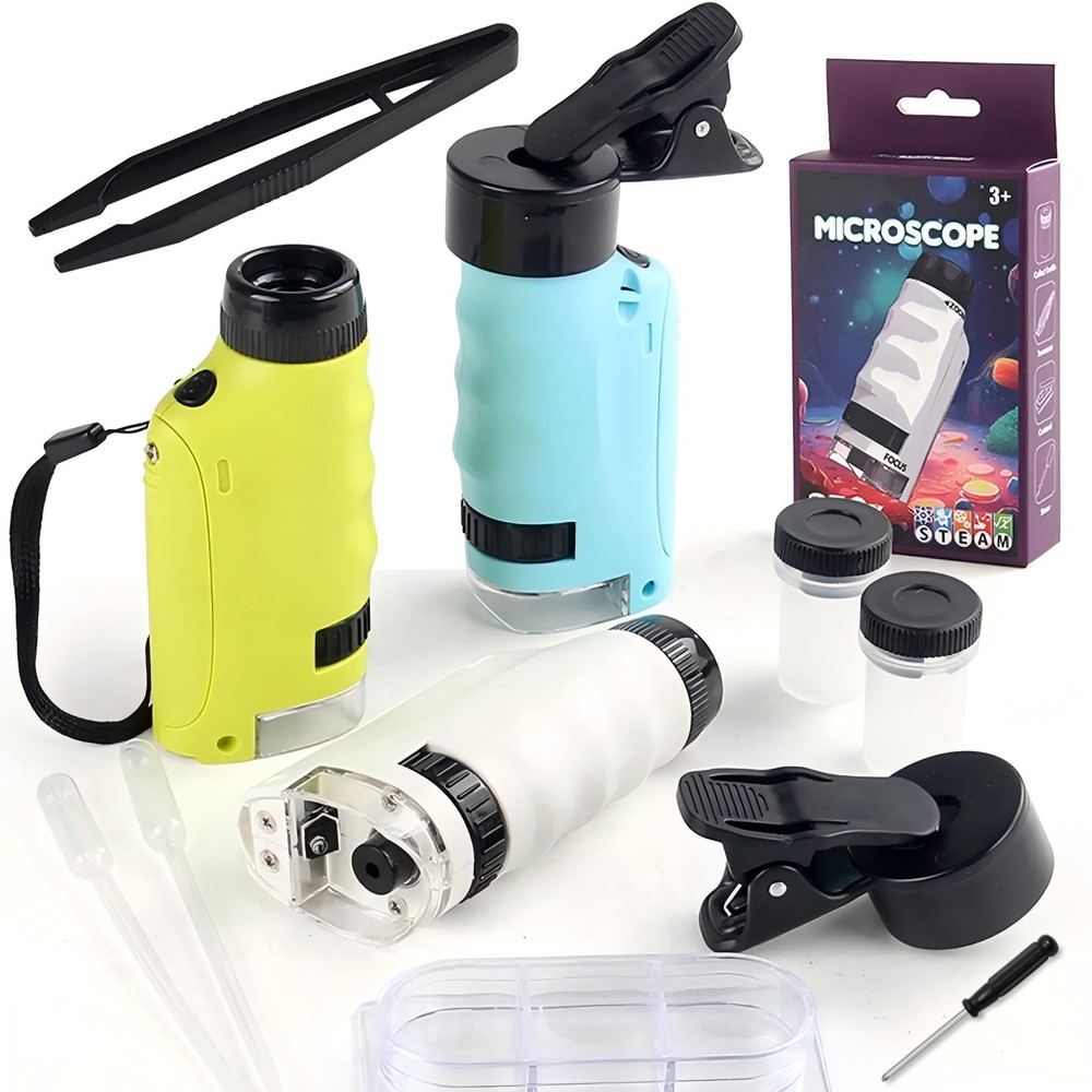 Mini Microscope for Kids gift Portable Microscope LED Lighting Small Handheld