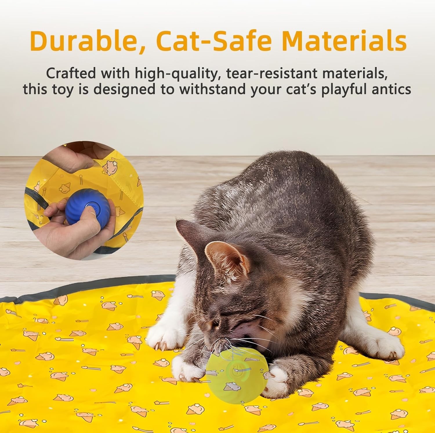 Interactive Cat Toy for Cats Kitten, Automatic Moving Ball in 28 Inch Play Mat