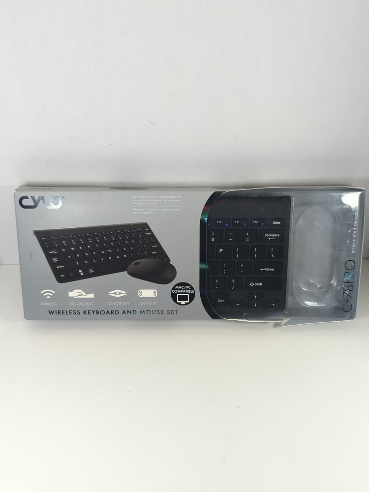 Replacement Wireless USB Keyboard By Cylo C-78PRO NO Mouse (✓ TESTED IN-BOX)