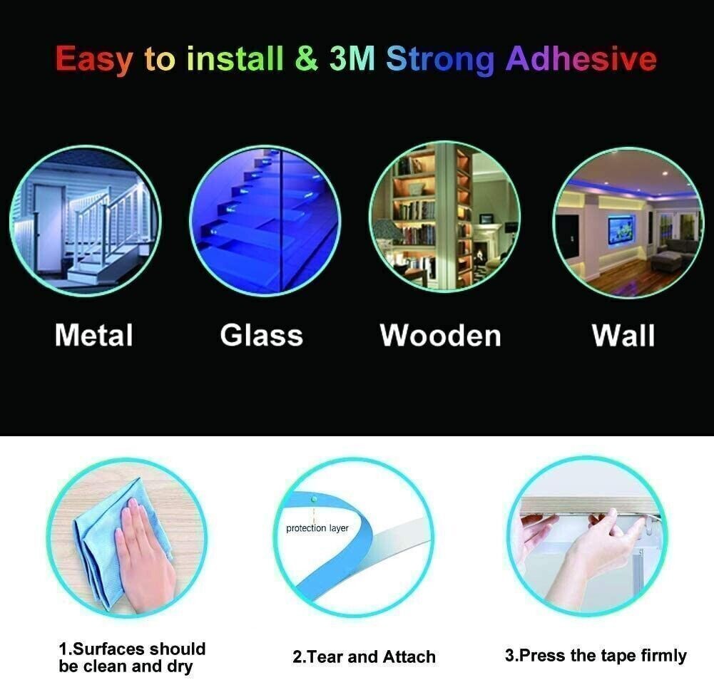 USA 32ft LED Strip Lights Remote Control Bedroom for Indoor Outdoor