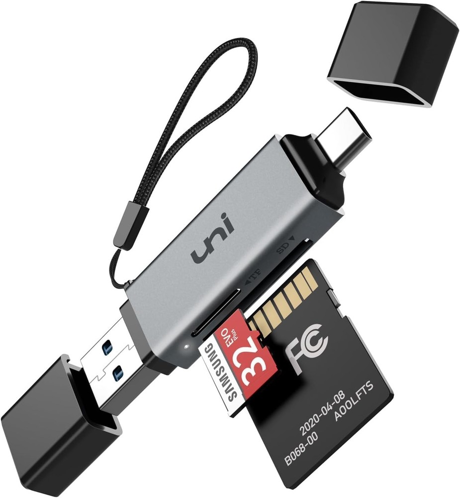 uni SD Card Reader, High-Speed USB C to Micro Adapter 3.0 Grey
