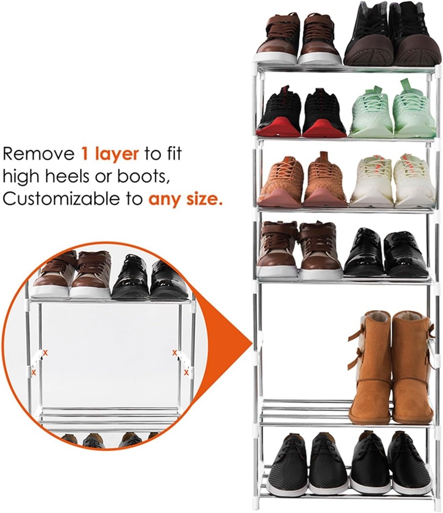 4-Tier Stackable Small Shoe Rack, Lightweight Shelf 4-Tier, White