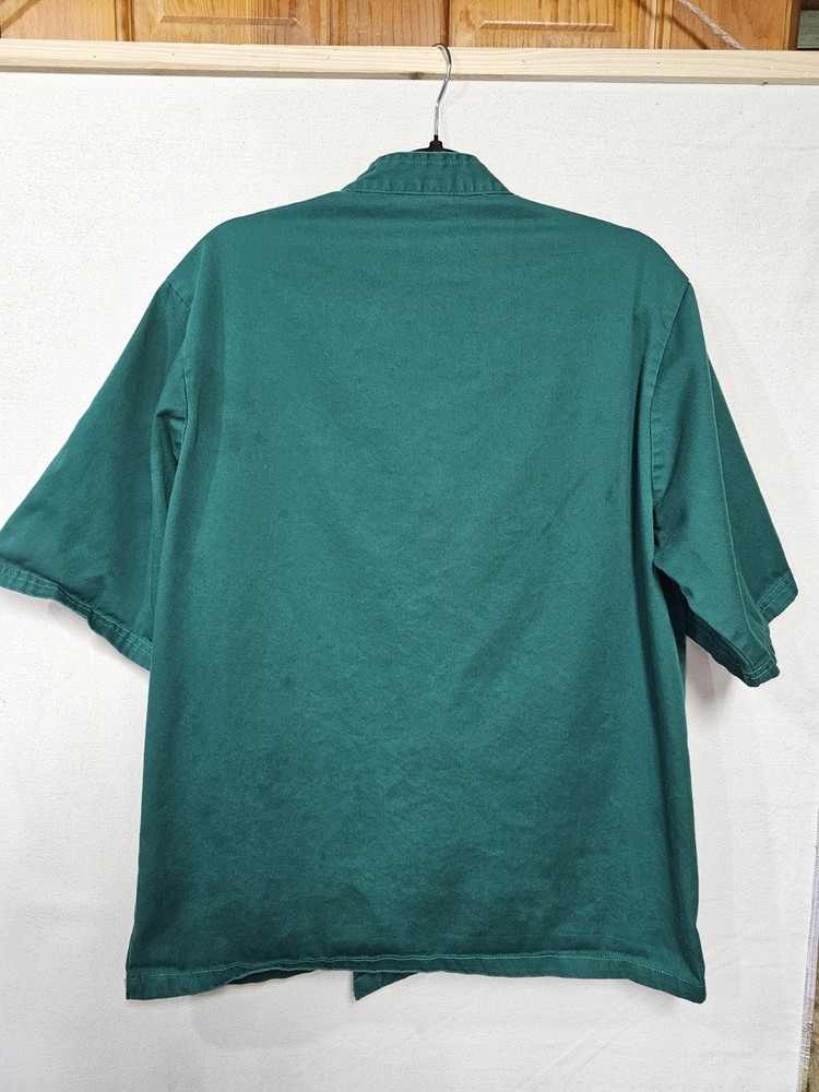 Chef Code Short Sleeve Classic Chef Coat with Buttons, Chef Jacket Green Medium