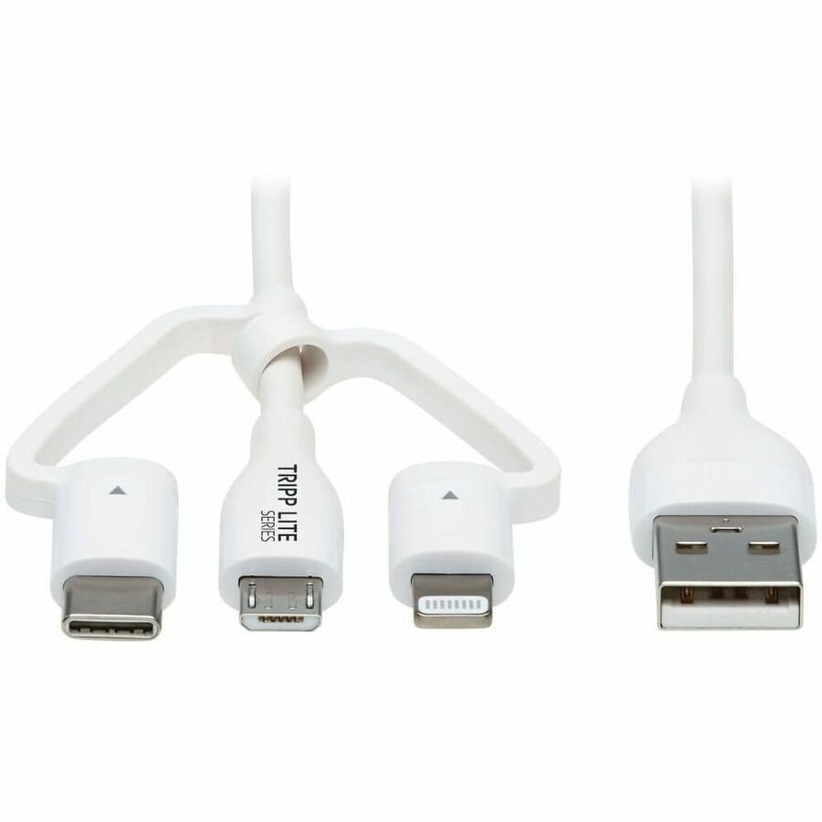 Tripp Lite 4ft Safe-IT Universal USB-A to Lightning USB Micro-B and USB-C Cable