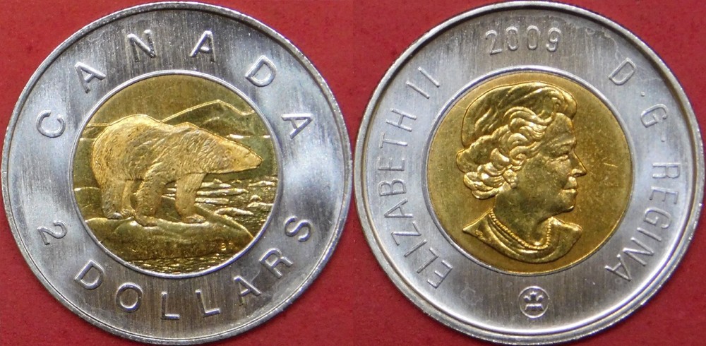 Brilliant Uncirculated 2009 Canada 2 Dollars From Mint's Roll