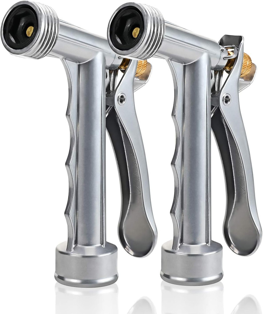 Hose Nozzle 2 Pack, Full Size Pistol Nozzle with Threaded Front, Durable High Pr