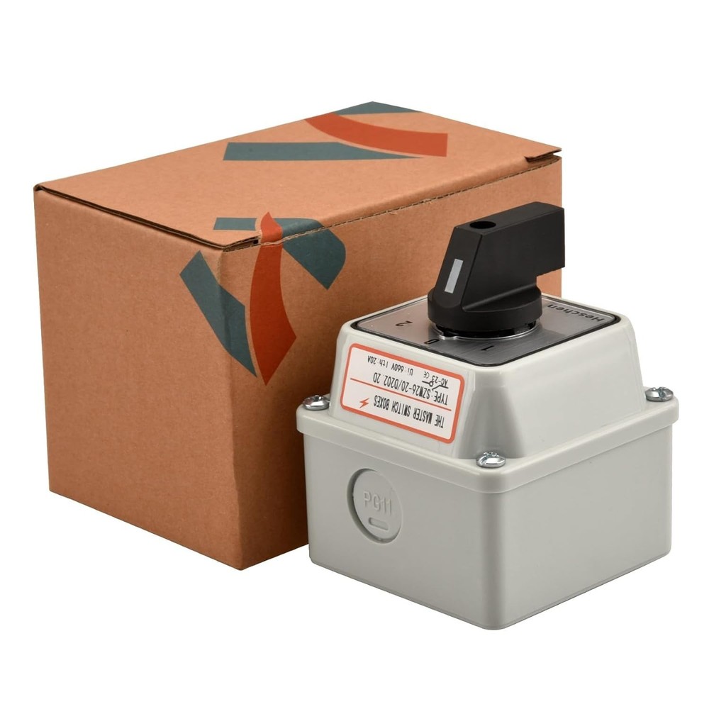 Waterproof 3 Position Rotary Switch - 660V 20A with 8 Terminals & Master Box