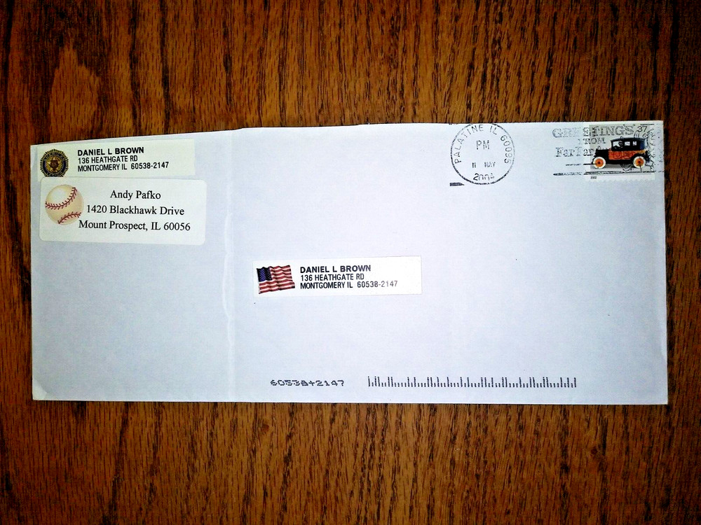 3-PCS - SIGNED ANDY PAFKO NOTE & LETTER AUTOGRAPHED & RETURN ENVELOPE 2004