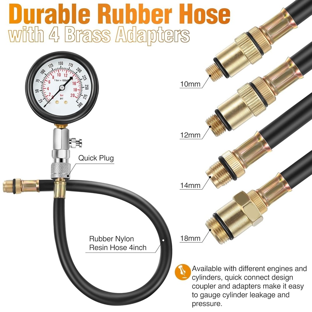 Complete Automotive Compression Tester Set