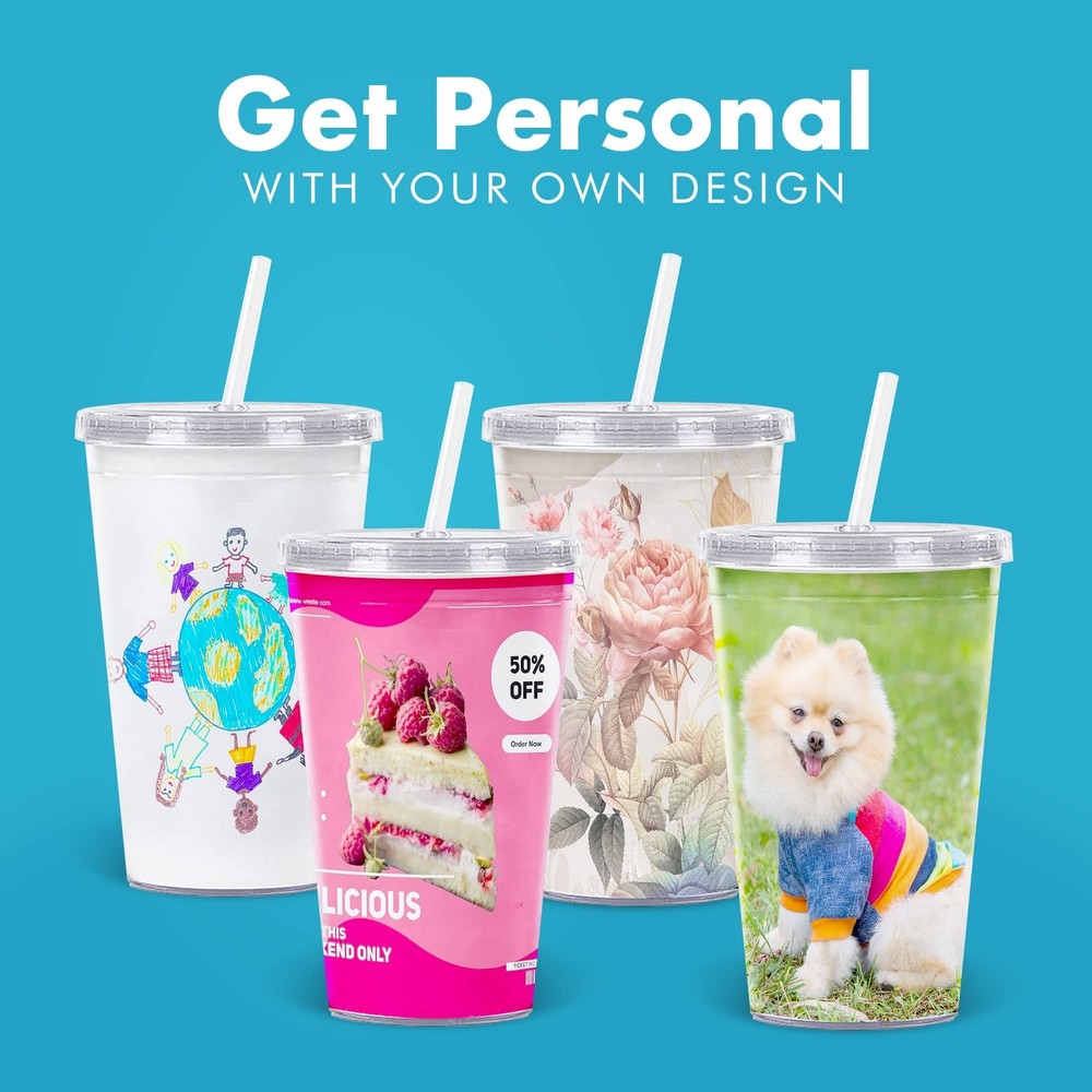 Simple Green Solutions - Customizable Paper Insert Acrylic Double Wall Cup fo...