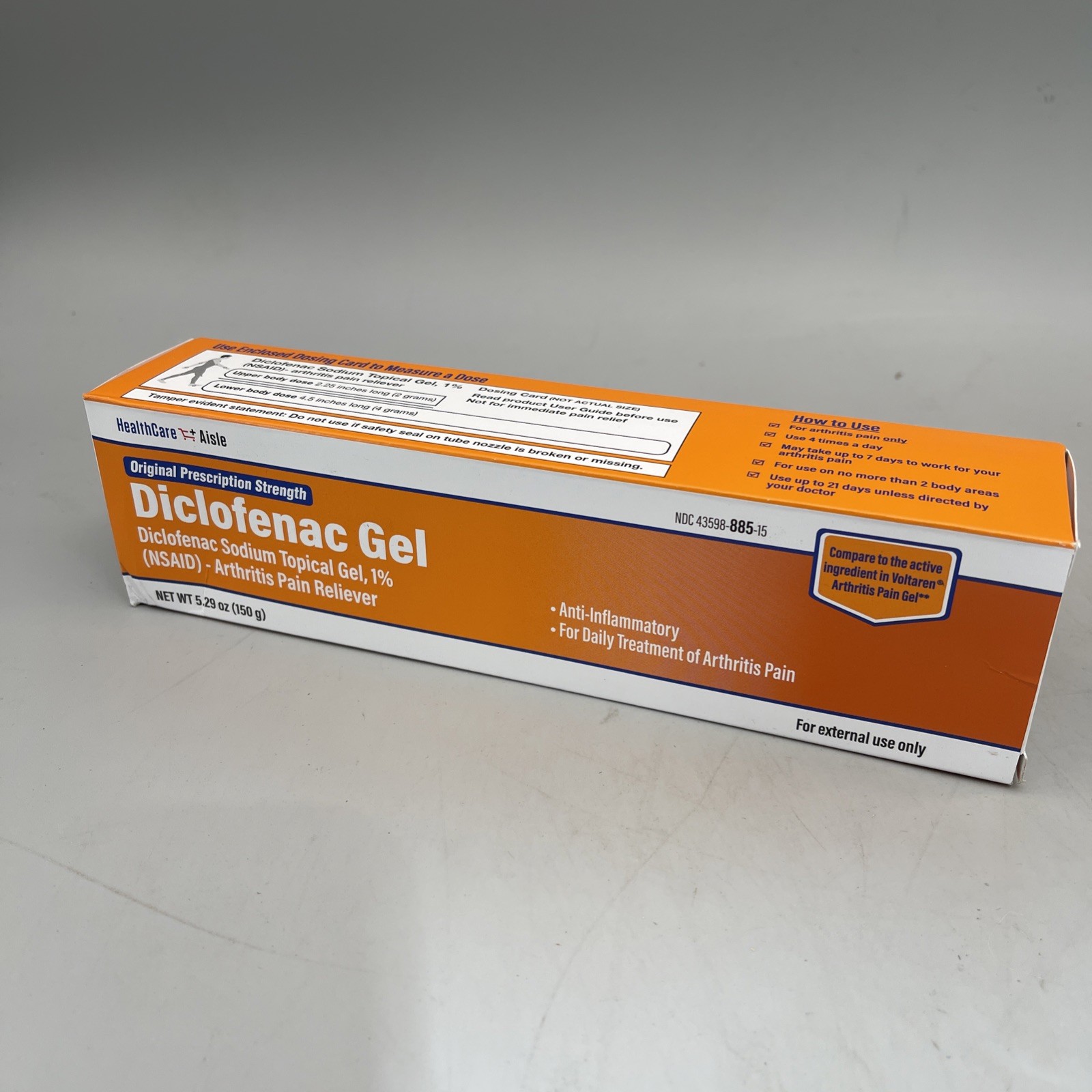 HealthCare Aisle Diclofenac Gel Arthritis Pain Reliever 5.29 oz Exp 08/2026