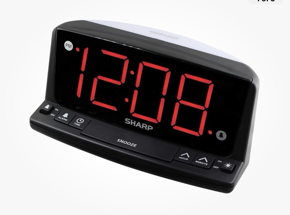 Sharp LED Digital Alarm Clock – Simple Operation Large Numbers Used Tested
