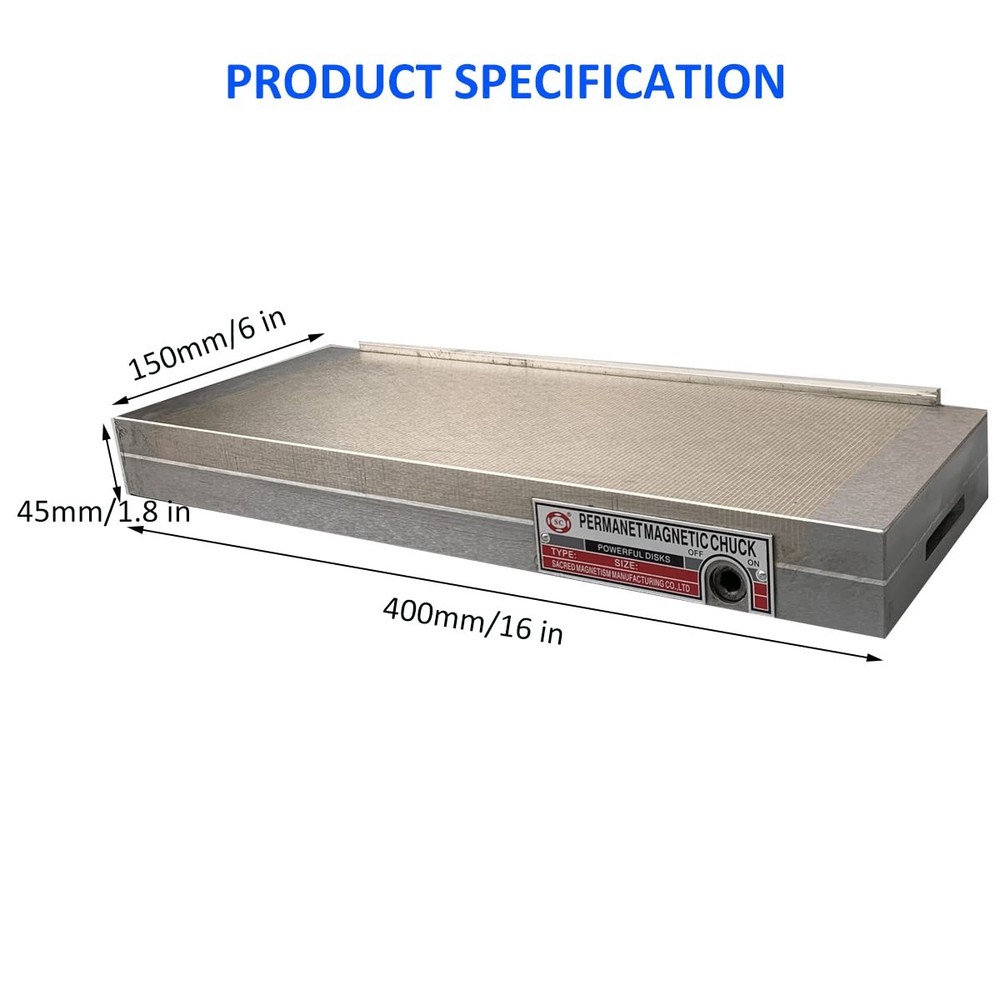 6x16" Fine Pole Magnetic Chuck - Powerful Sealed Rectangular Grinding Solution