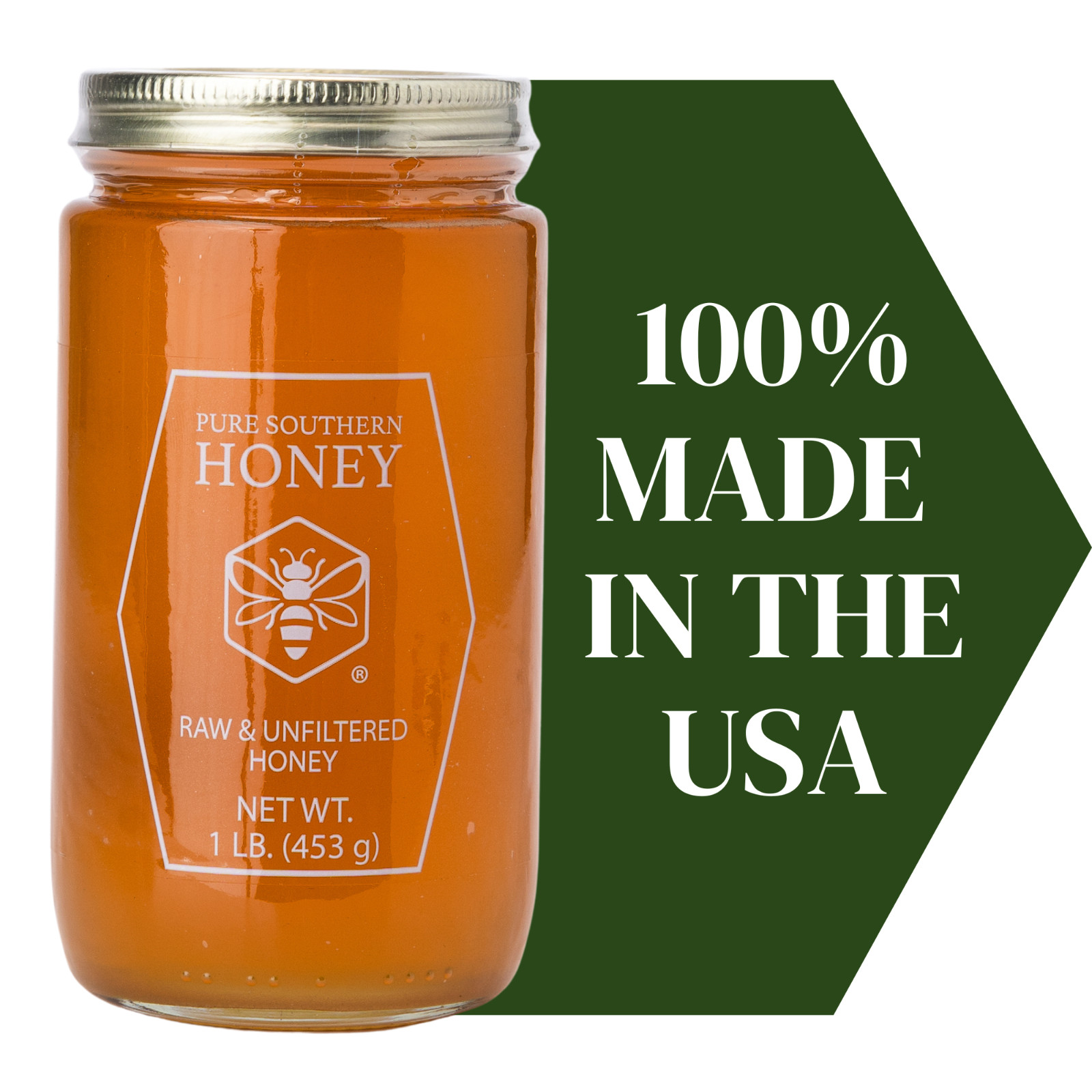 Raw & Unfiltered Honey 1lb. by Pure Southern Honey, New 2025 Crop