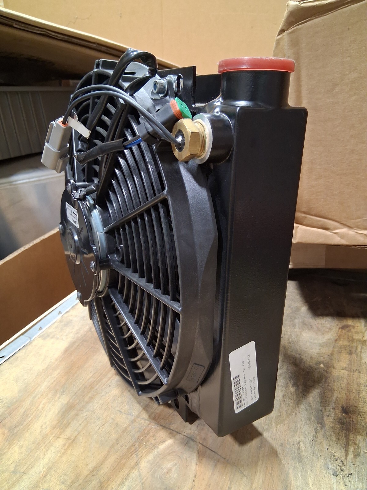 Universal fit 10"x10" core Remote OIL COOLER w/temp probe 12V 21 GPM USA made