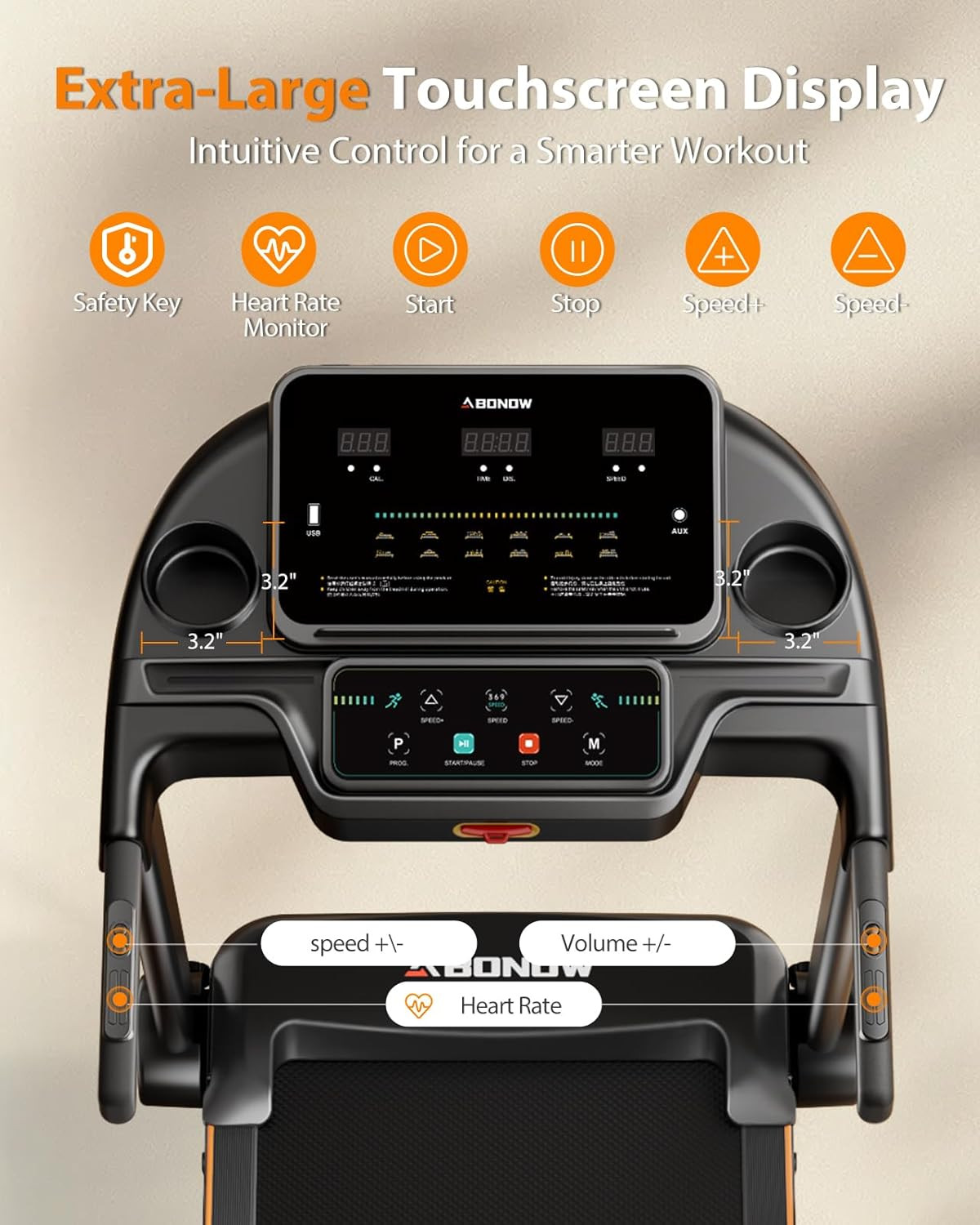 Foldable Treadmill for Home with Incline - Extra Large Dual LED Screen, 8.5MPH M