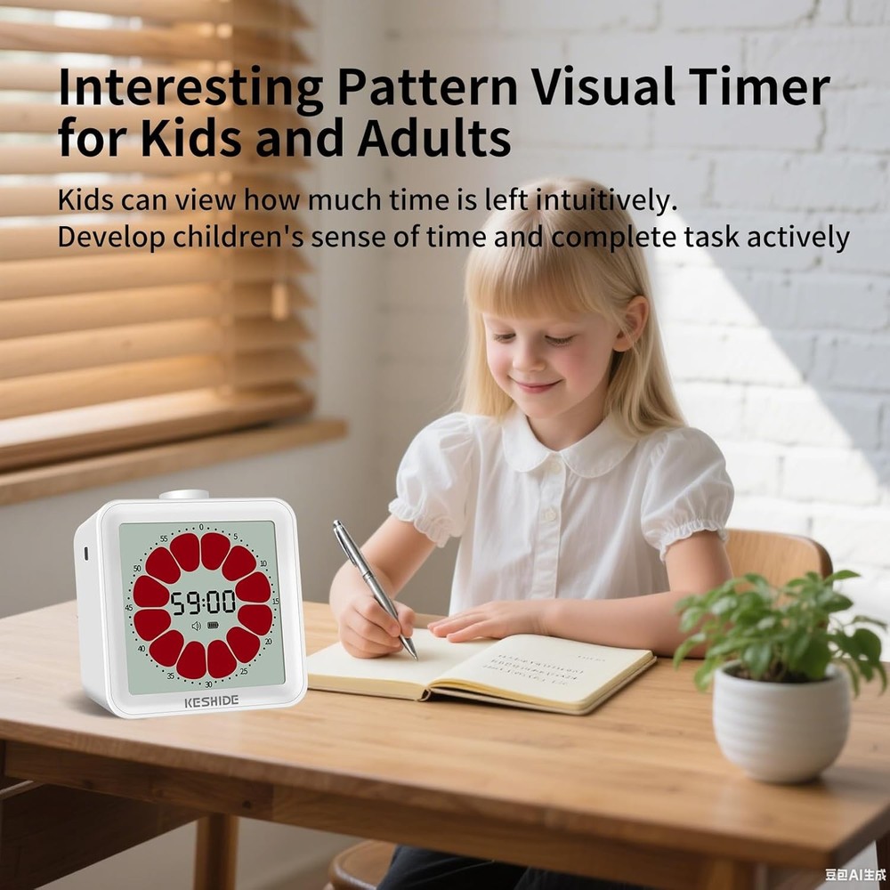 LCD Digital 60-Minute Visual Countdown Timer for Kids and Adults