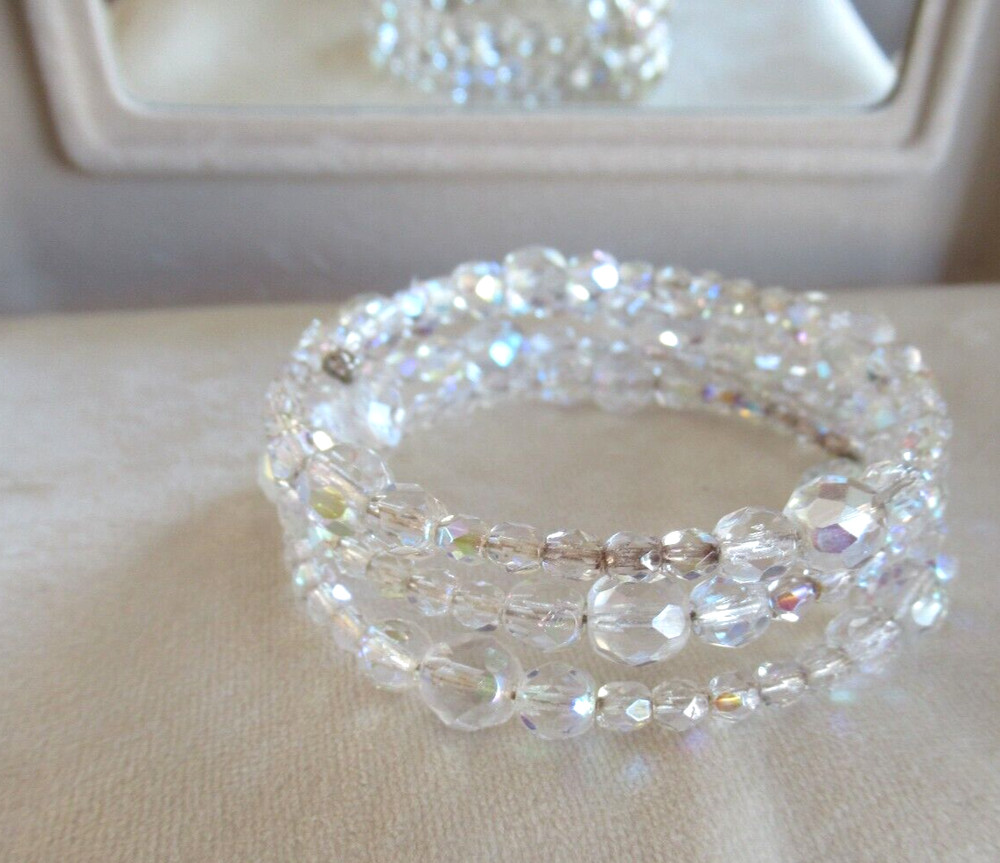 Memory Wire Multiple Rows AB Wrap Adjustable Bracelet, Size S/M New