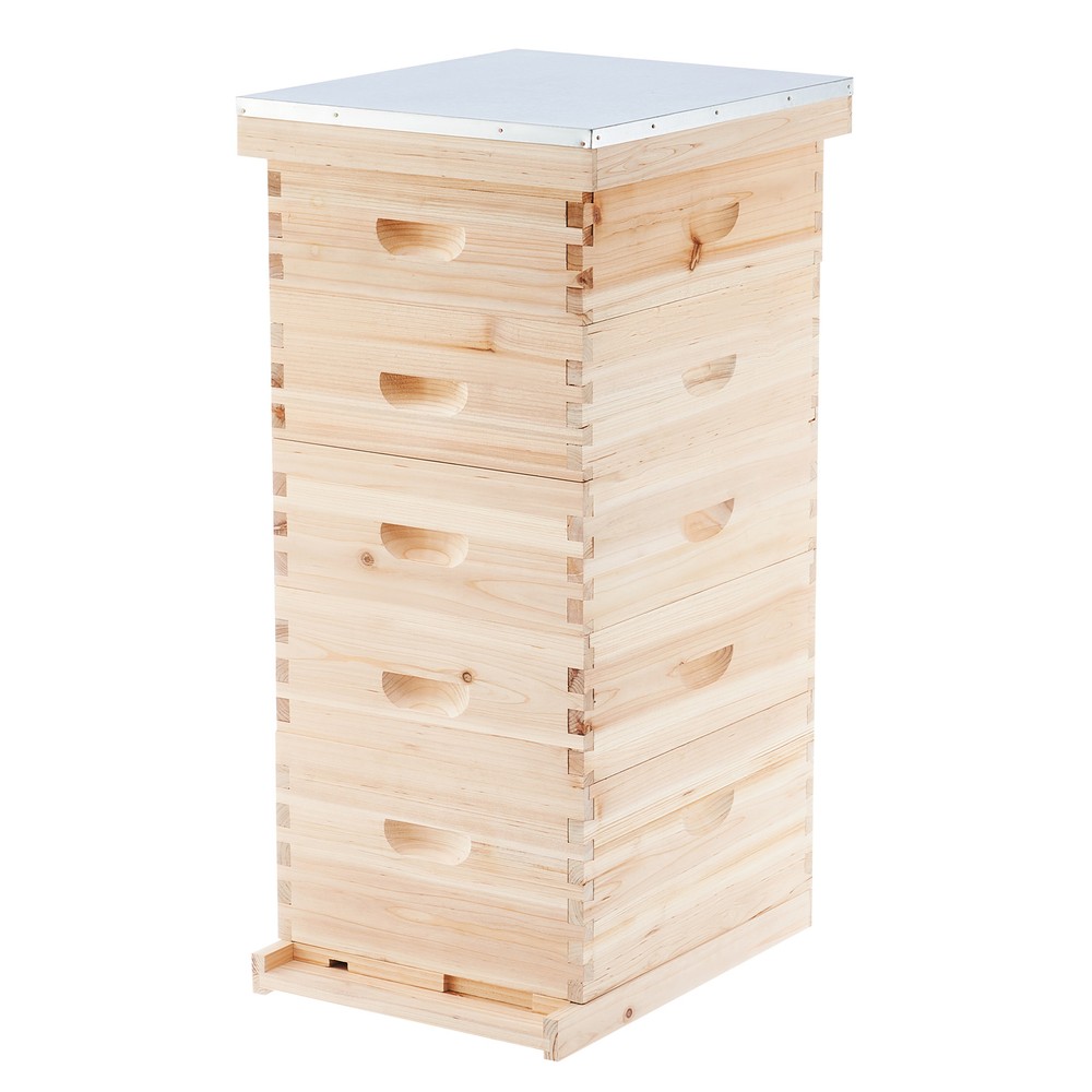 CREWORKS 5 Layer Bee Hive Boxes Starter Kit Langstroth Beehives for Beekeeping