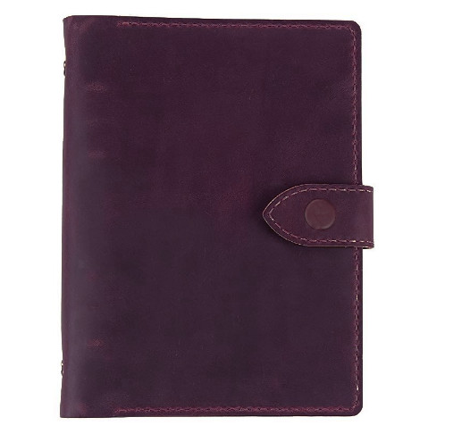 A5 loose leaf Writing notes Notebook binder Diary Notepad leather purple Q408