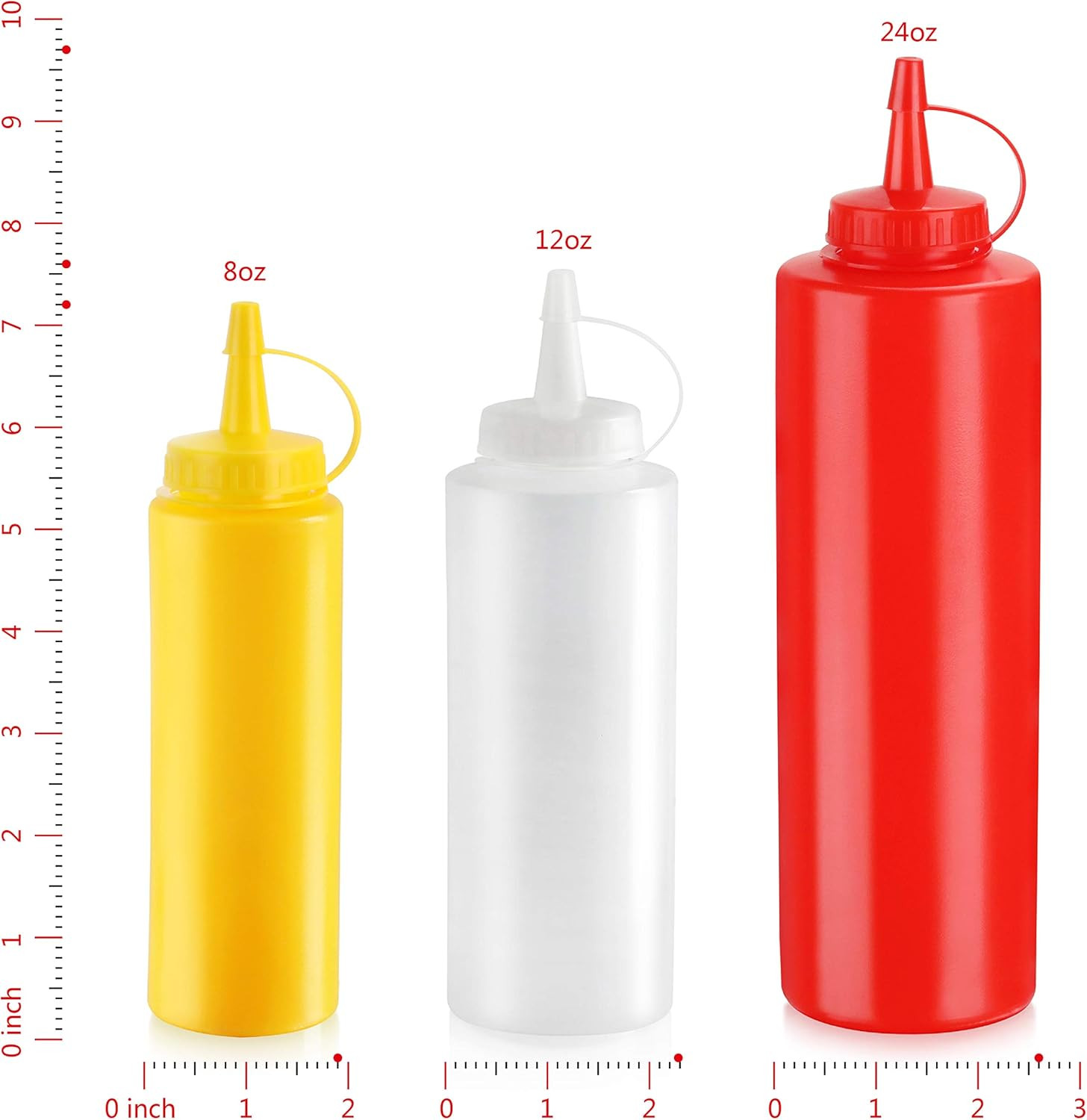 26115 Squeeze Bottles, Plastic, 8 Oz, Clear, Pack of 6