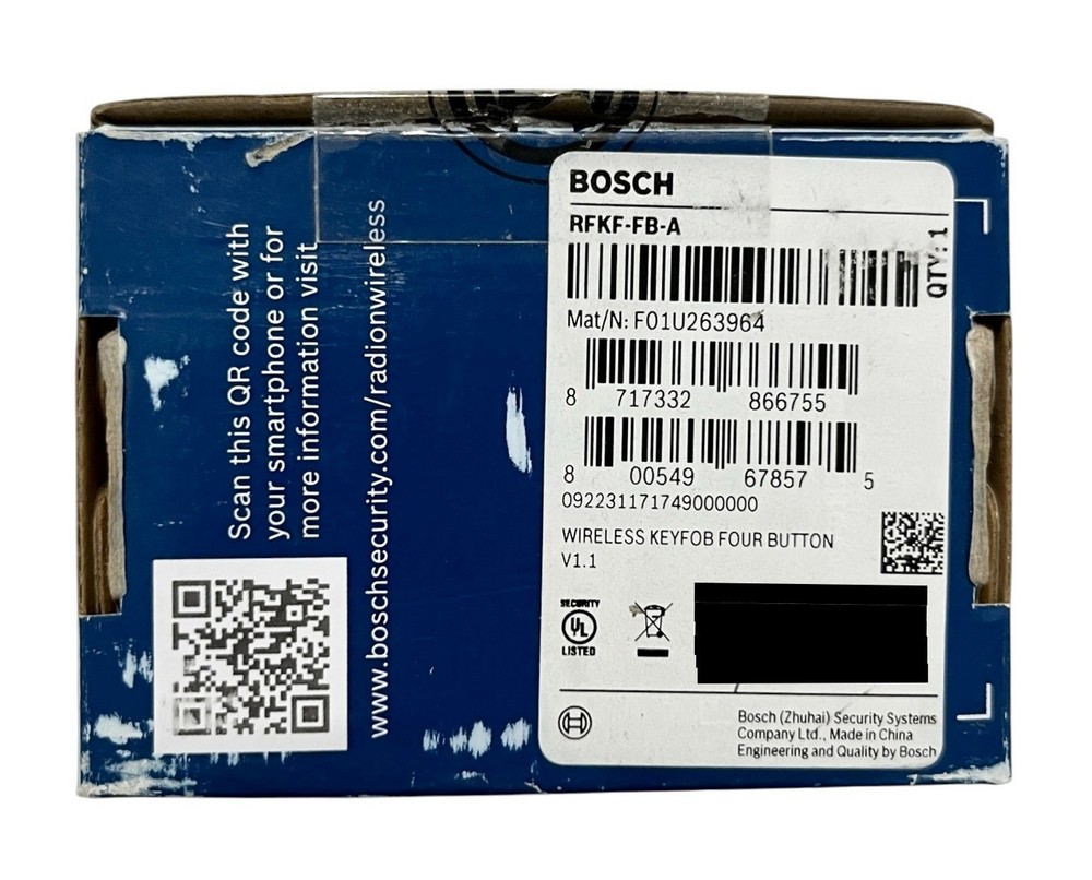 BOSCH RADION RFKF-FB-A Keyfob FB Wireless Four Button Transmitter