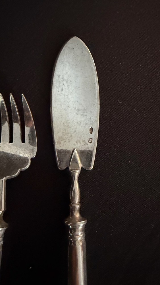 Antique Russian 84 Silver Pastry Server and Fork Set. Solid Silver 875 fine