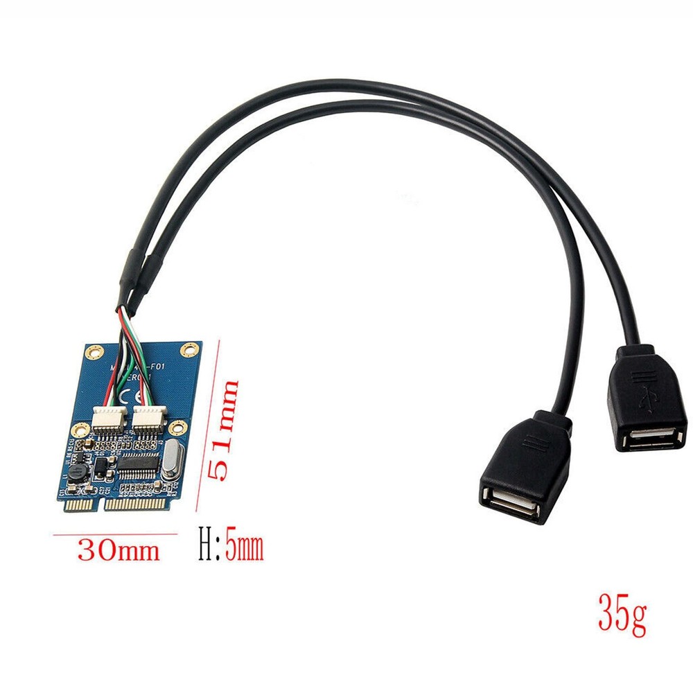 1Pack Mini PCI-E PCI Express to 5 Pin Dual USB 2.0 Adapter Riser Card Extender