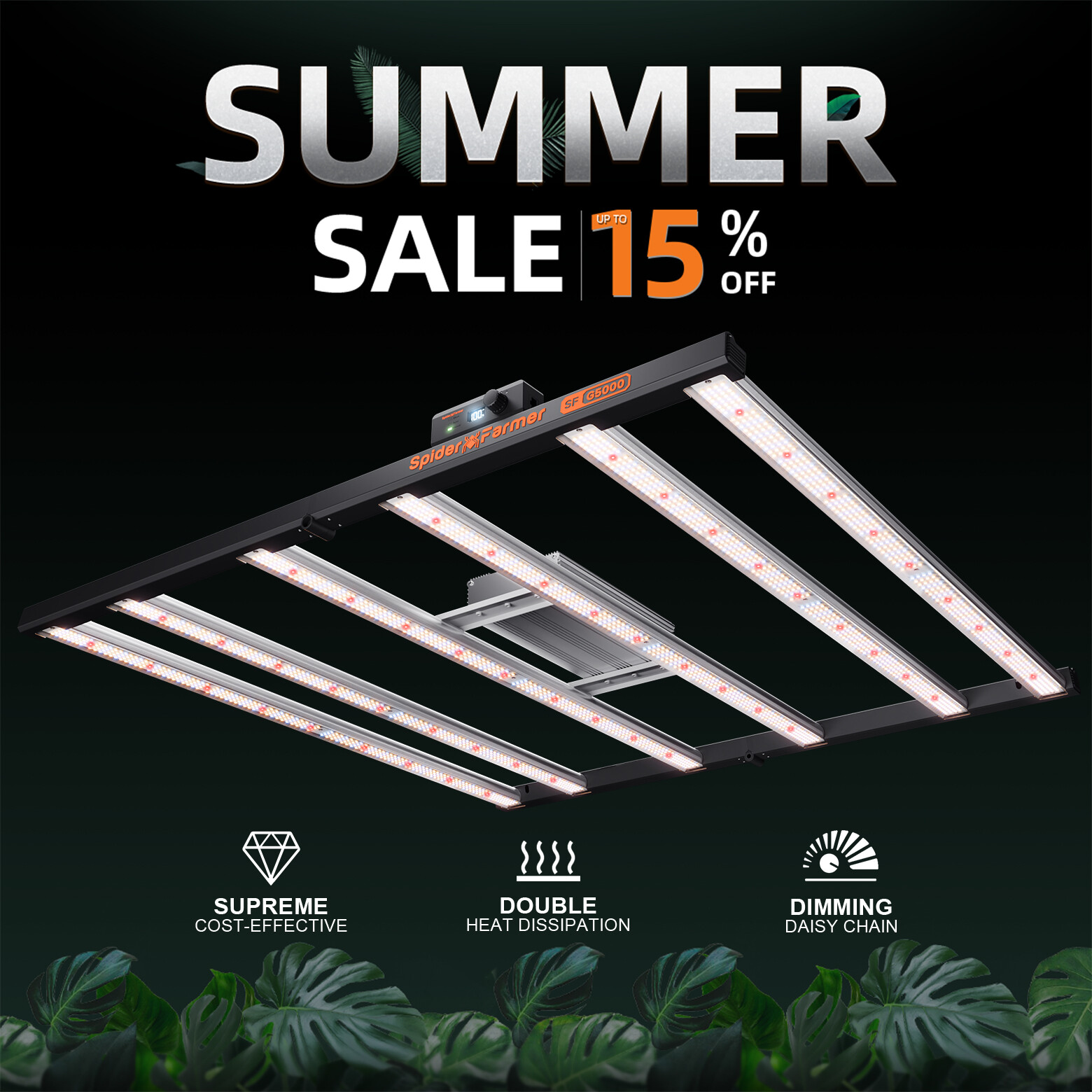 Spider Farmer G5000 LED Grow Light Full Spectrum for Veg Flower