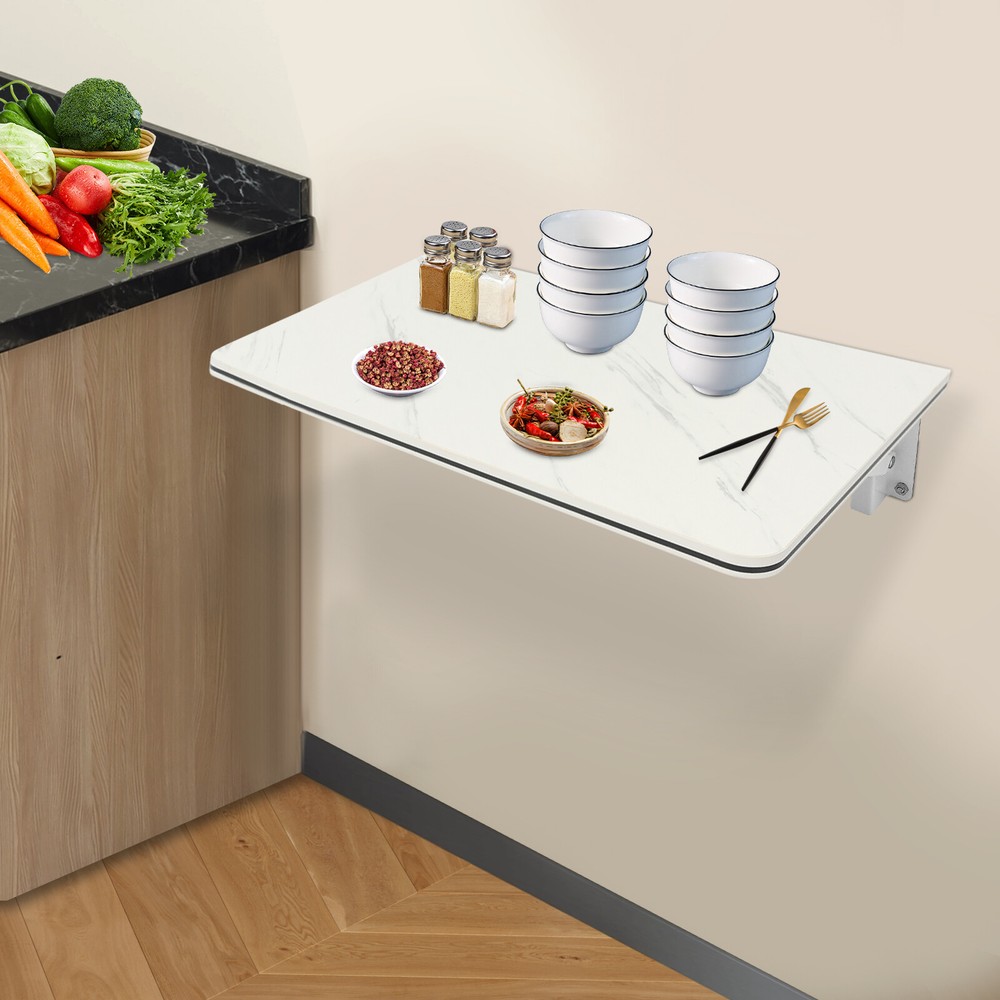 Wall Mounted Folding Table Floating Desk Drop Leaf Dining Table White 80*40cm