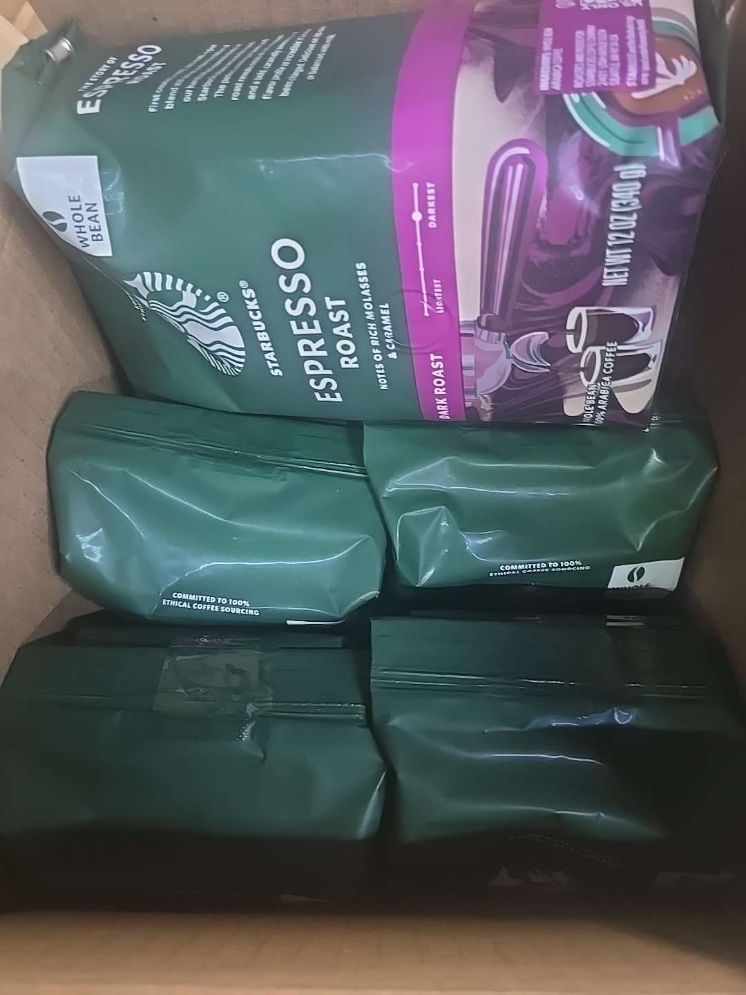 (6 Pack)Starbucks Dark Roast Whole Bean Espresso Coffee - 12oz BB-10MAR2026