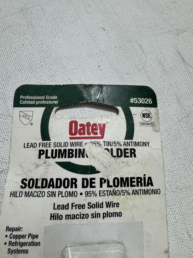 Oatey 53026 Wire Solder, 1 Oz Carded, Solid, Gray