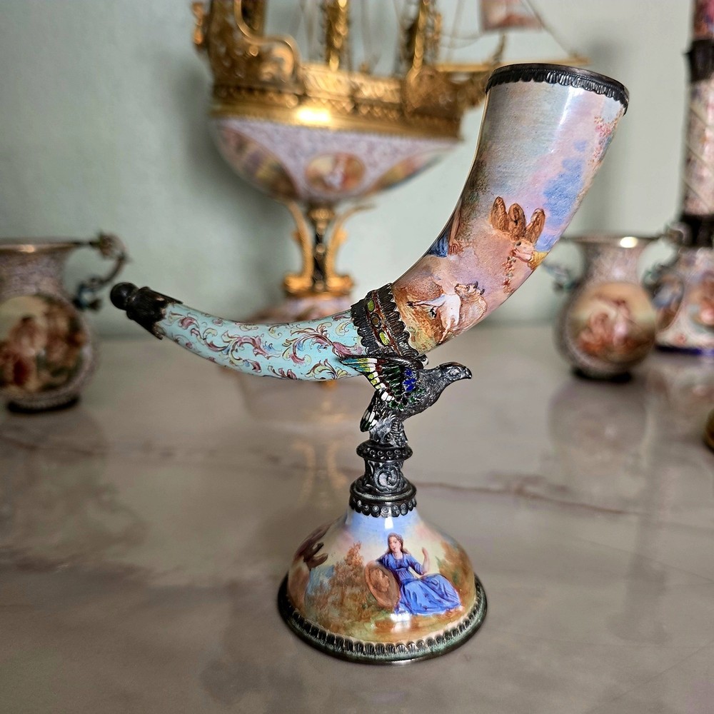 Austrian Silver and Enamel Cornucopia