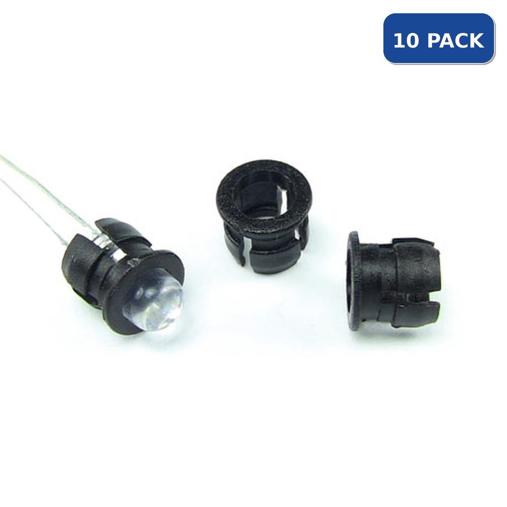 10 x 5mm LED Bezel Holder Mount Black Through-Hole Panel Display Case