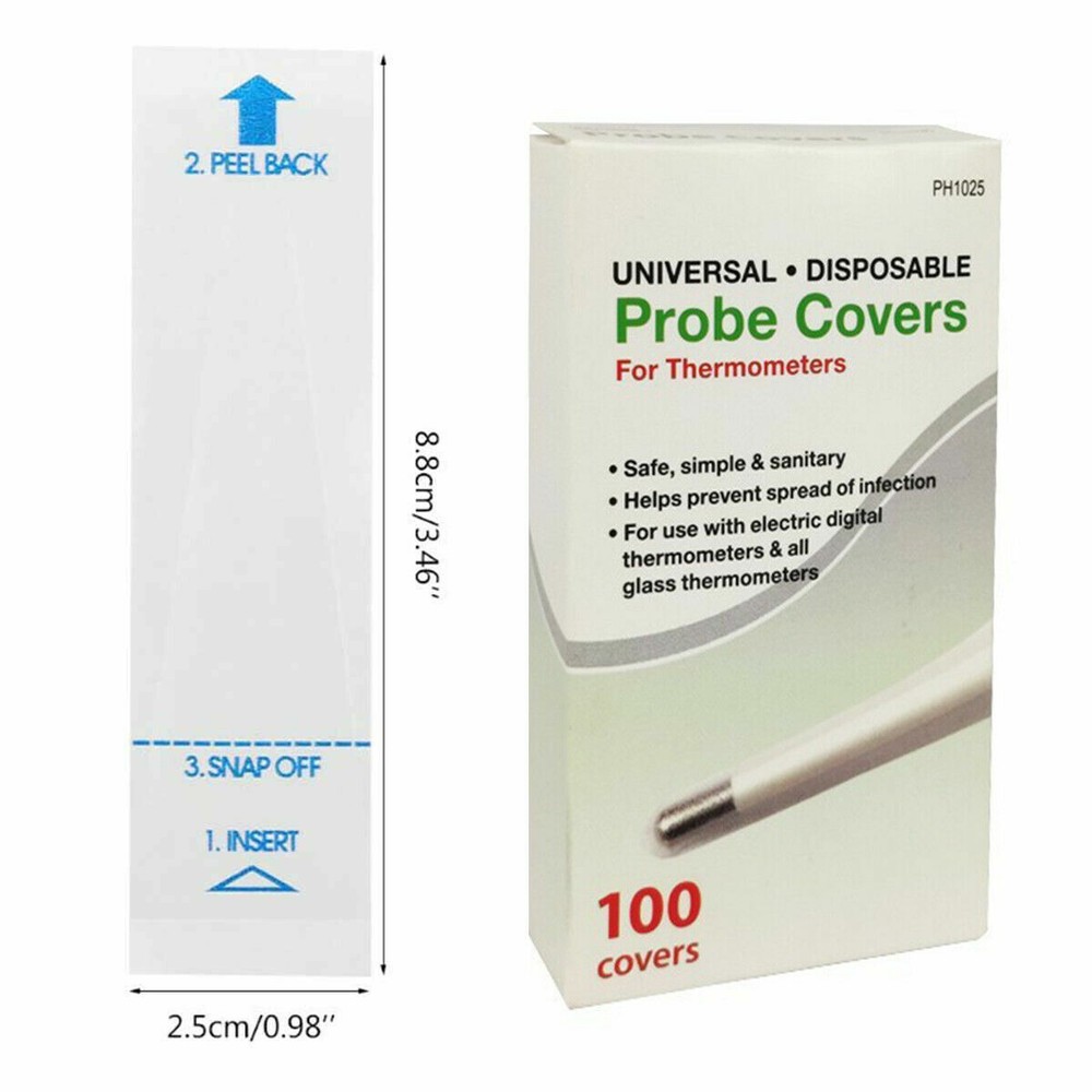 100 Pack Disposable Thermometer Probe Covers Sleeves Universal Protector Cover