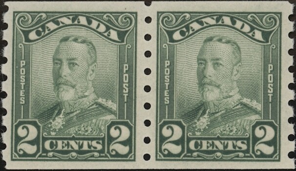 CANADA, 1929. KGV "Scroll  Coil Pair 161 Mint