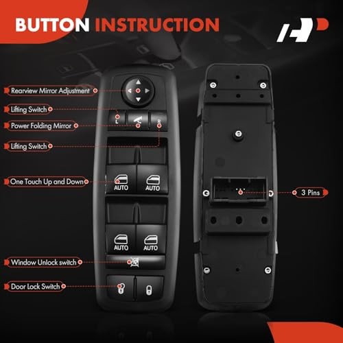 Master Power Window Switch Compatible with Chrysler Pacifica 2017-2021 V6