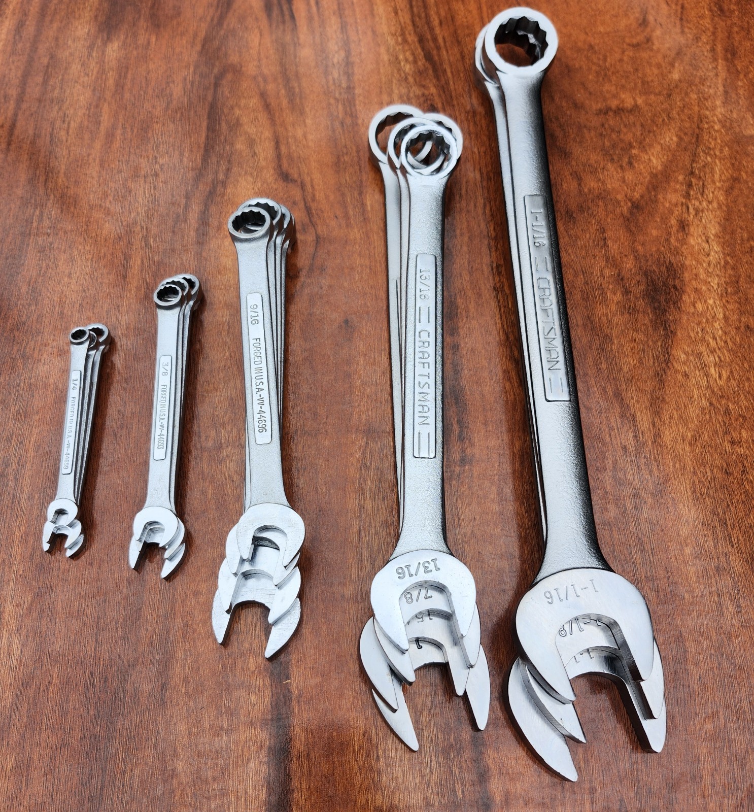 Craftsman SAE Combination Wrench Set USA 12 Pt 1/4" -1- 1/4" 17 Tools All VV Ser