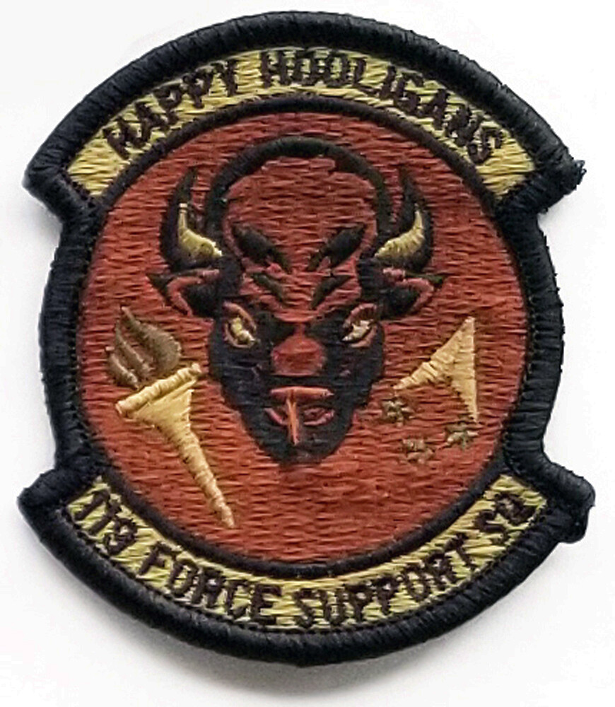 US Air Force 119th Force Support Squadron Subdued Hook Back Patch