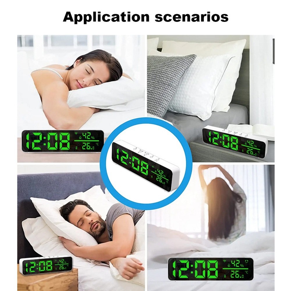 Tuya Wifi Temperature and Humidity Alarm Clock Multi-Function LED Digital2919