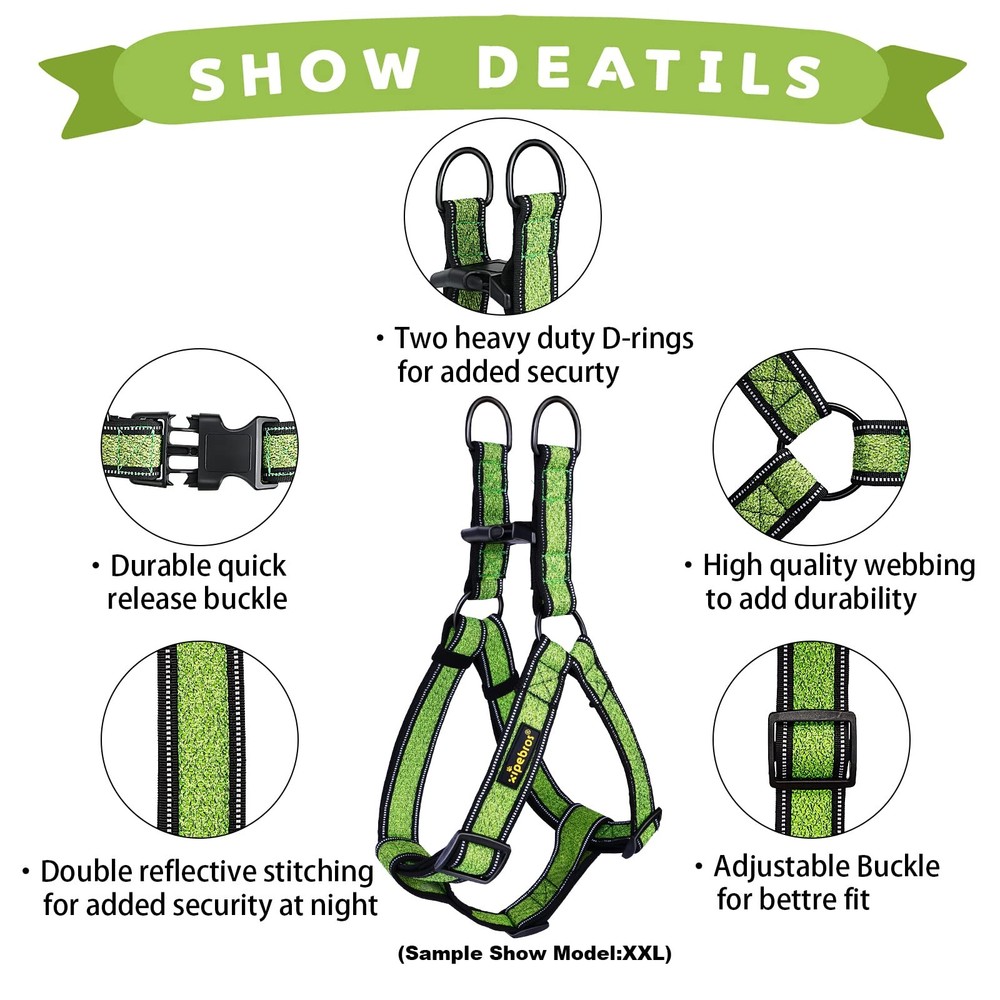 No Pull Dog Harness with Reflective Adjustable,Stops Pets from Pulling and Ch...