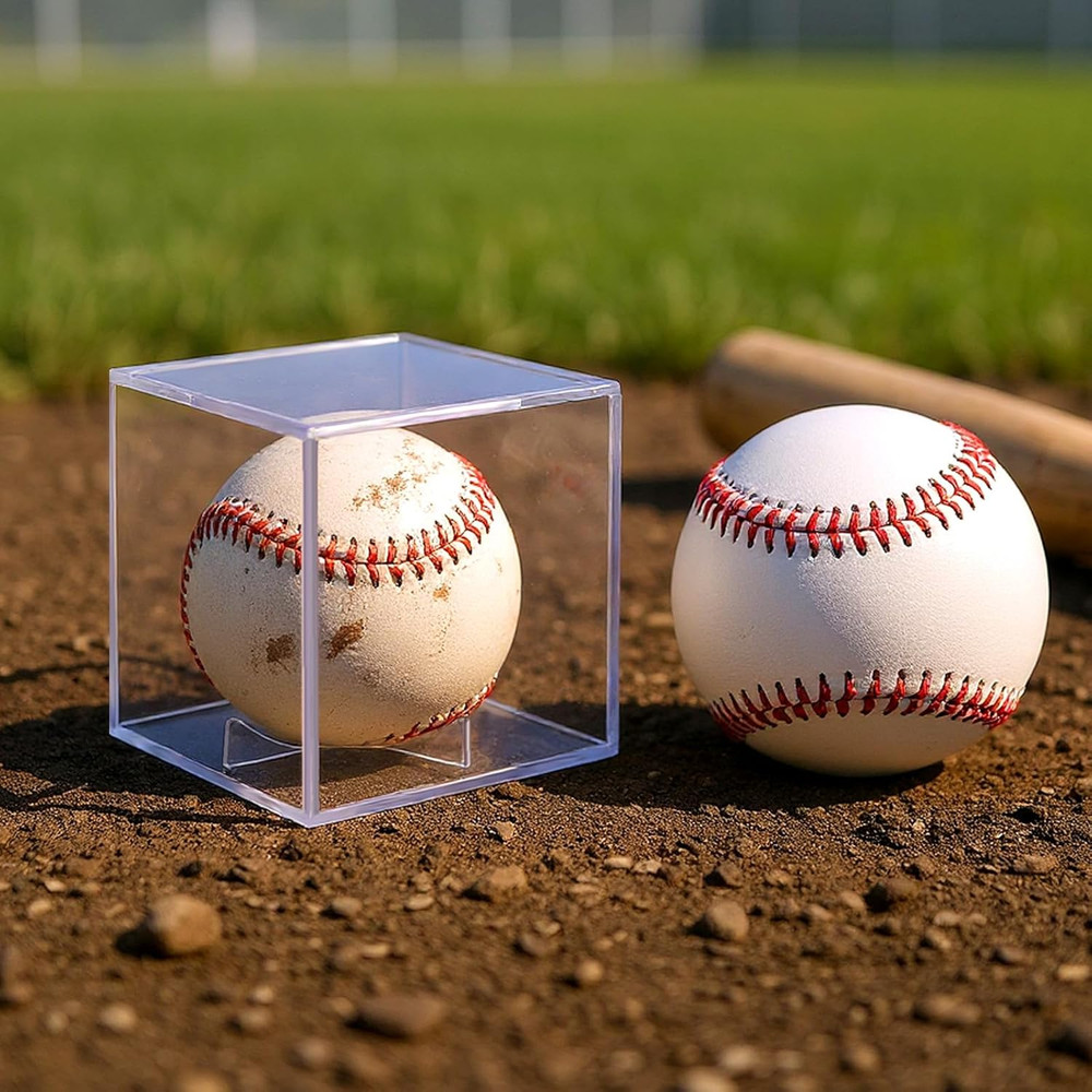 16 Pack UV Protected Acrylic Boxes for Display,Clear Display Case Baseball Cube